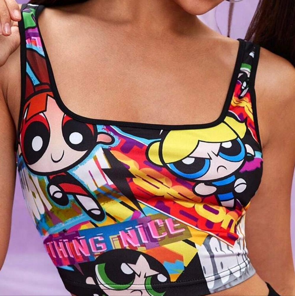 Powerpuff girls women's crop tank top large
